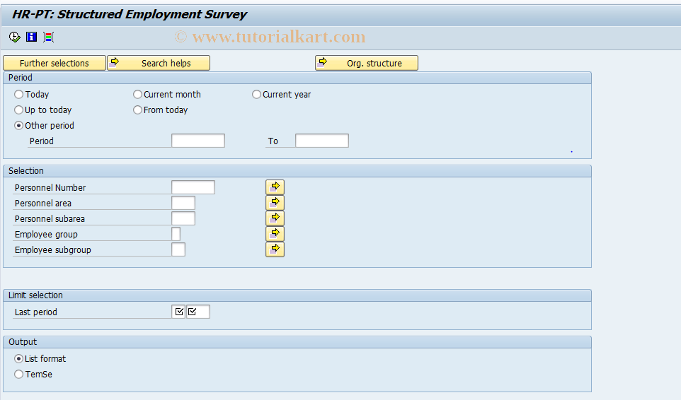 SAP TCode PC00_M19_RPSSESP0 - HR-PT: Structured Employment Survey