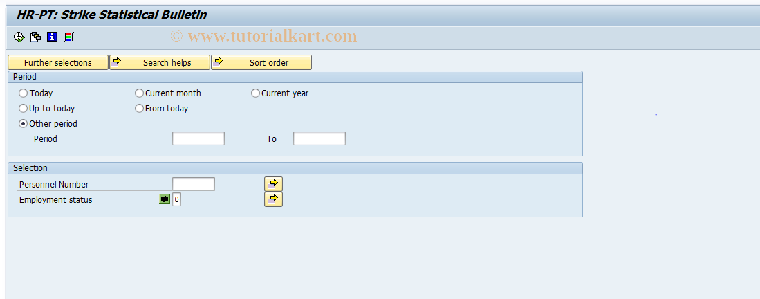 SAP TCode PC00_M19_RPTSSBP0 - HR-PT: Strike Statistical Bulletin