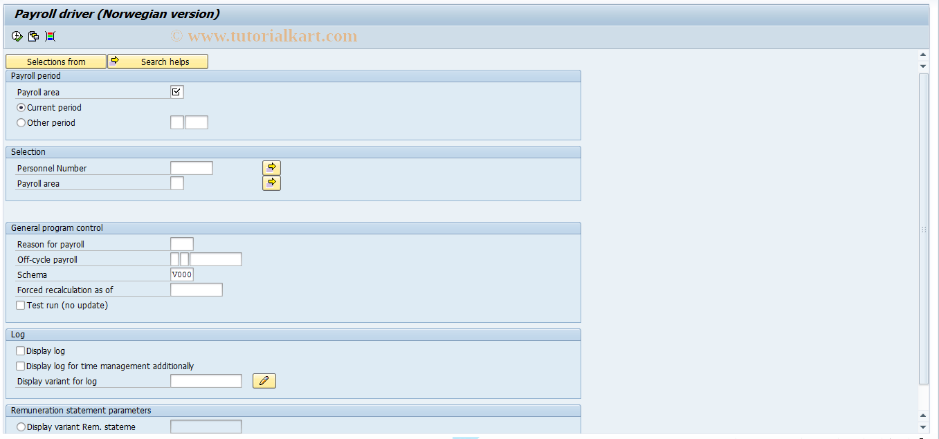 SAP TCode PC00_M20_CALC - Payroll Driver Norway