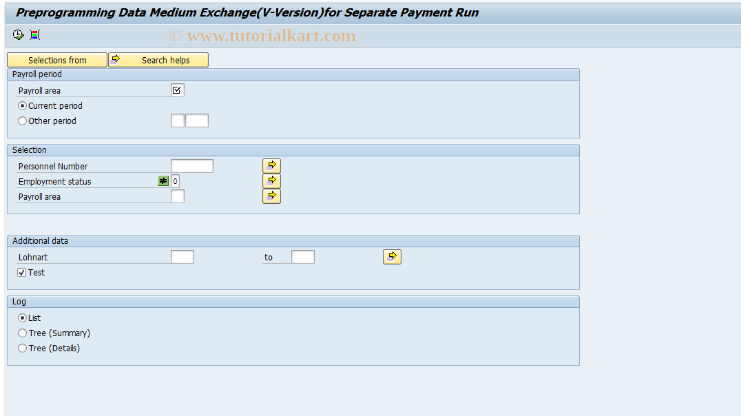 SAP TCode PC00_M20_CDTB - Prel. DME program, separate payment