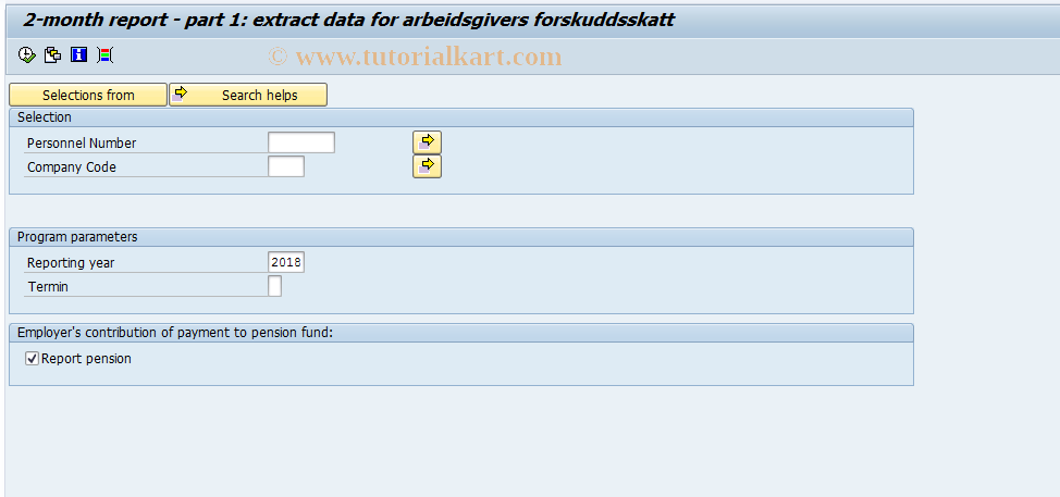 SAP TCode PC00_M20_CTRM0 - Extract data for forskuddsskatt ER