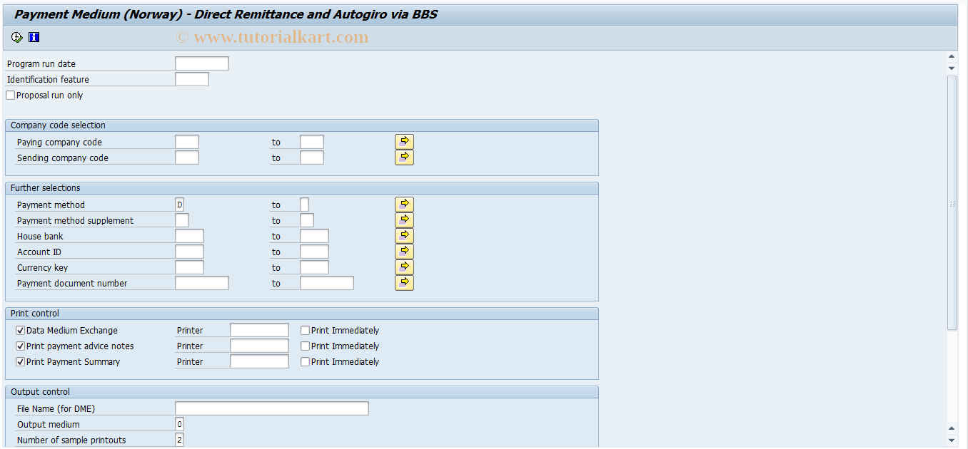 SAP TCode PC00_M20_FONO_D - Payment Medium (NO) - BBS