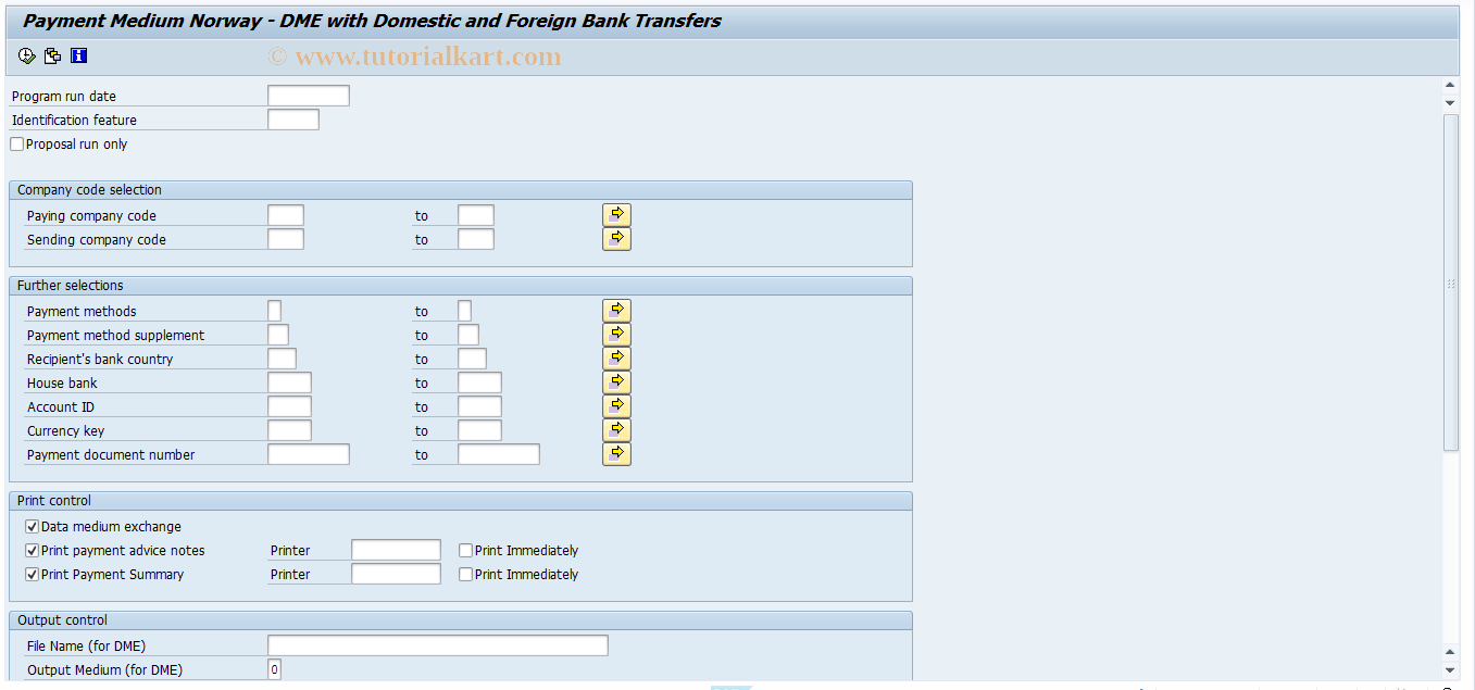 SAP TCode PC00_M20_FONO_T - Payment Medium (NO) - DME