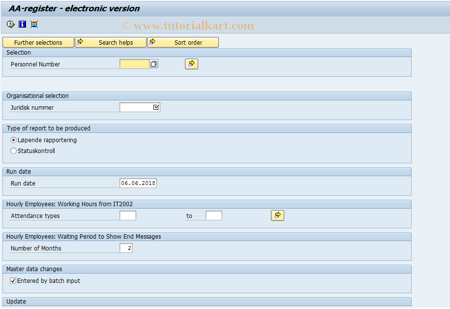 SAP TCode PC00_M20_LAAM - AA-register - electronic version