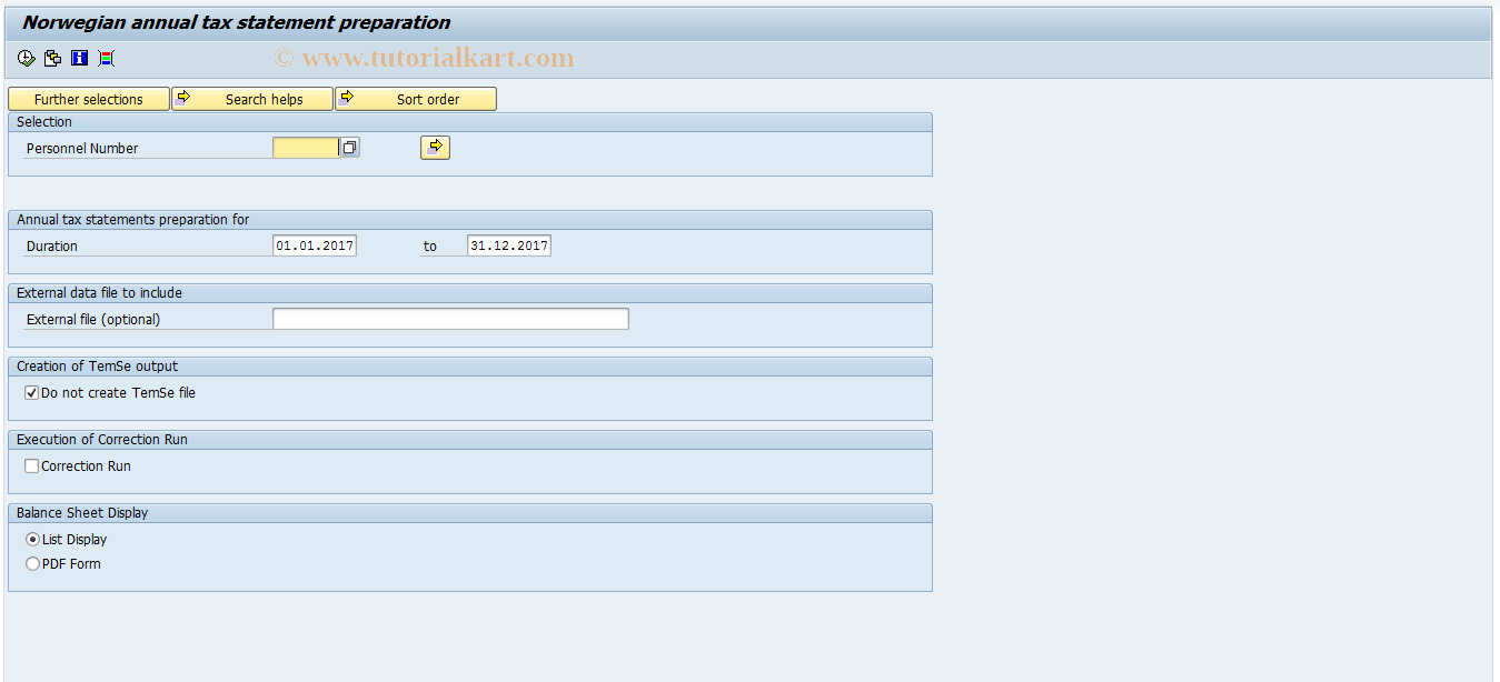 SAP TCode PC00_M20_LTO_CATP - Prepare reporting