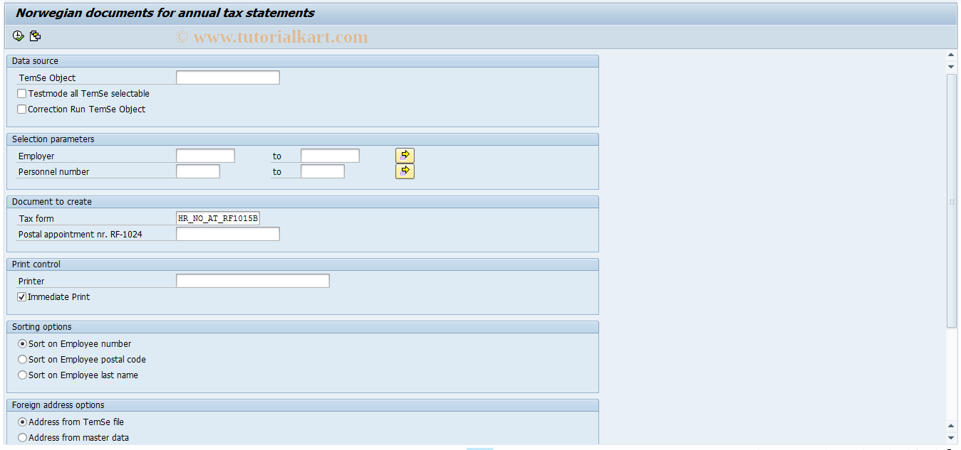 SAP TCode PC00_M20_LTO_LATS - Print tax form