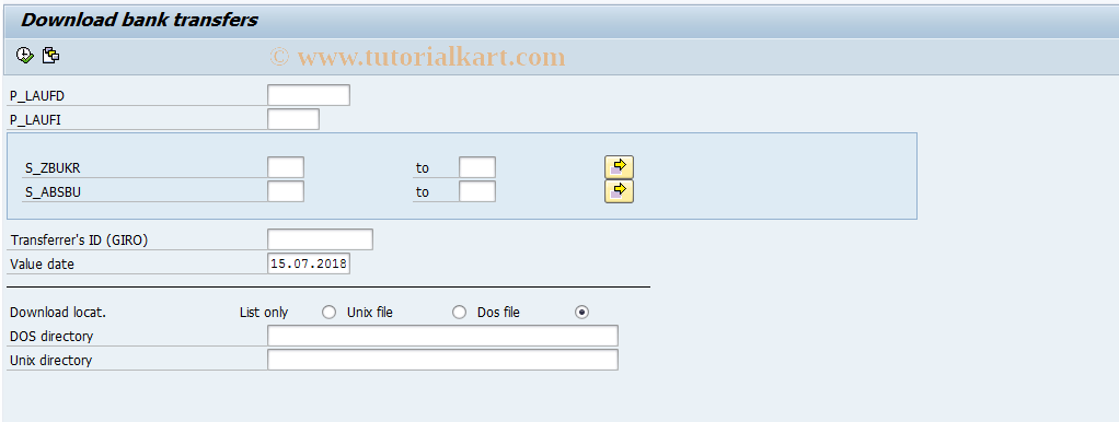 SAP TCode PC00_M21_BNKH - Download bank transfers