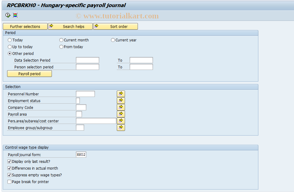 SAP TCode PC00_M21_CBRK - Hungary-specific payroll account