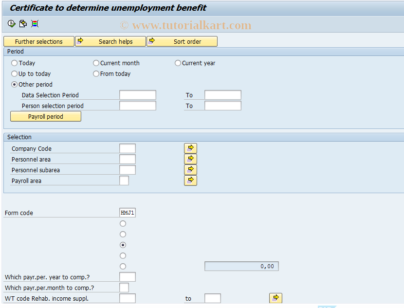 SAP TCode PC00_M21_CIMJ - Certificate for unemployment benefit