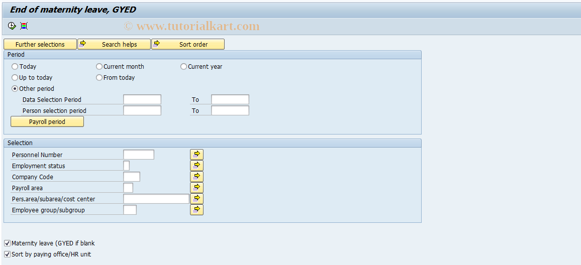 SAP TCode PC00_M21_CTBL - End of maternity leave, GYED