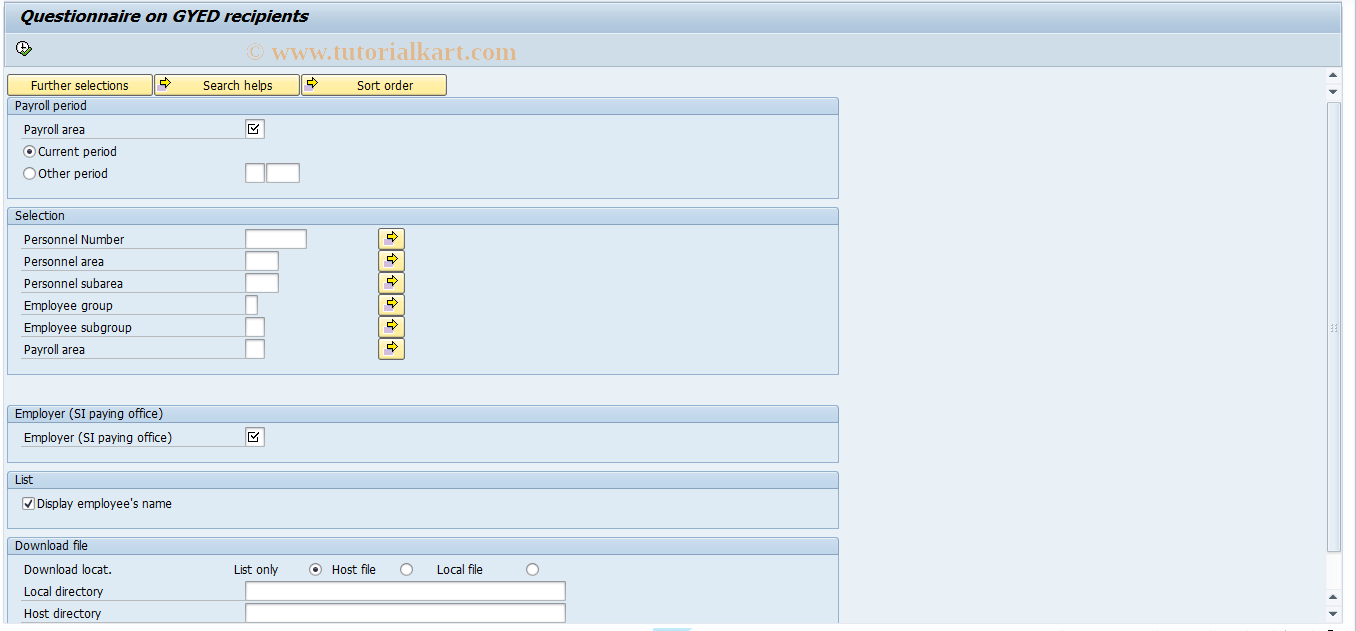 SAP TCode PC00_M21_G - Questionnaire on GYED obtainers