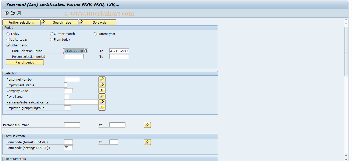 SAP TCode PC00_M21_K32 - Tax return - form K32