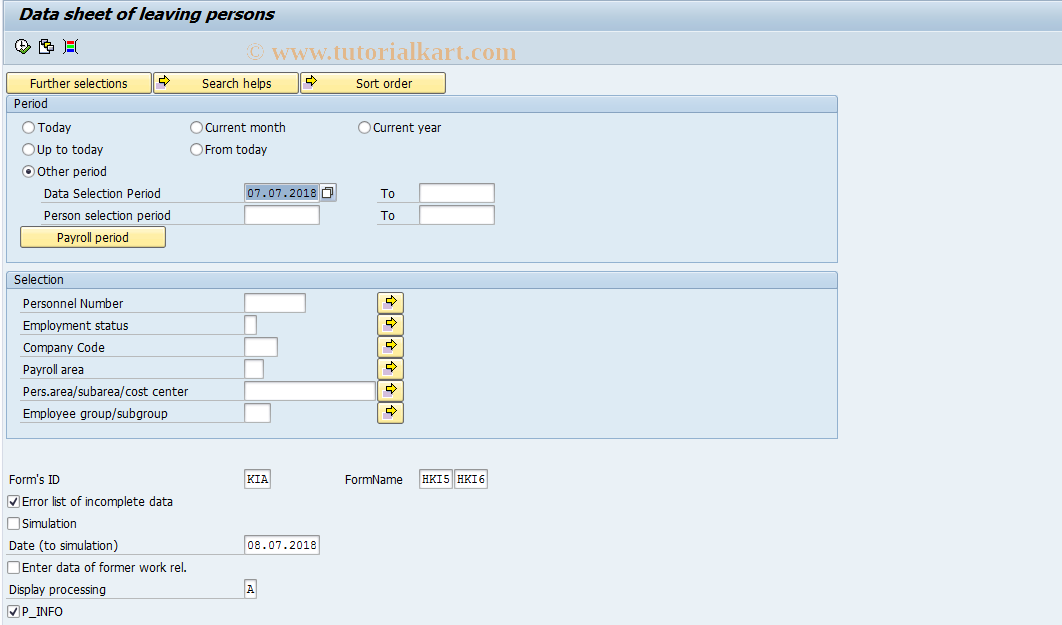 SAP TCode PC00_M21_LKIA - Data sheet of leaving persons