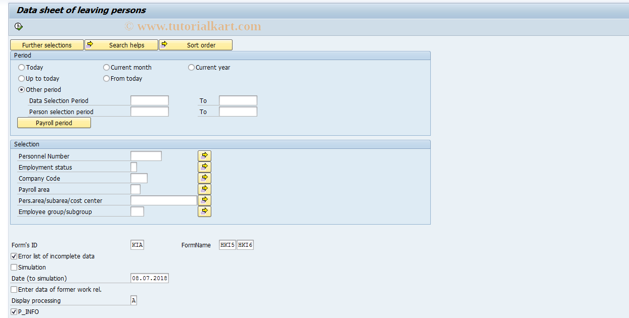 SAP TCode PC00_M21_LKIA4 - Data sheet of leaving persons