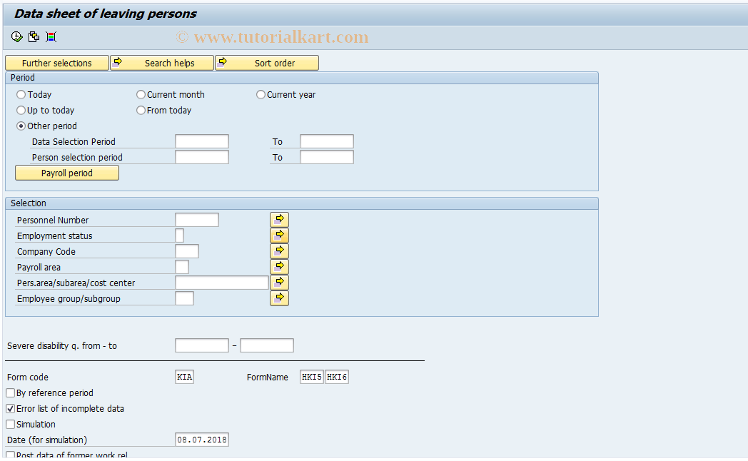 SAP TCode PC00_M21_LKIA6 - Data sheet of leaving persons