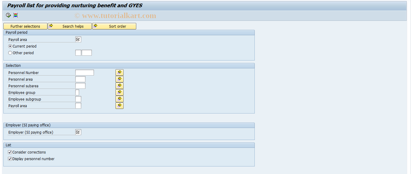 SAP TCode PC00_M21_N - Payroll list