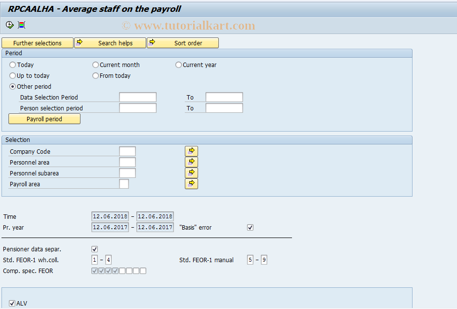 SAP TCode PC00_M21_RPCAALHA - Average staff on the payroll