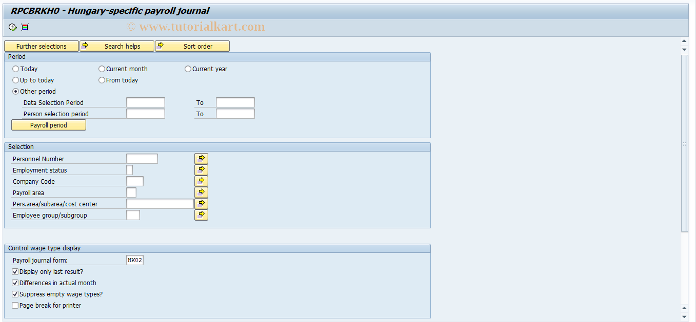 SAP TCode PC00_M21_RPCBRKH0 - Payroll account