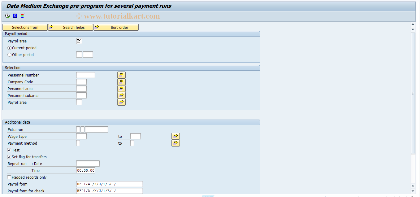 SAP TCode PC00_M21_RPCDTCH0 - Pre-program for EFT (incl. mid-month)