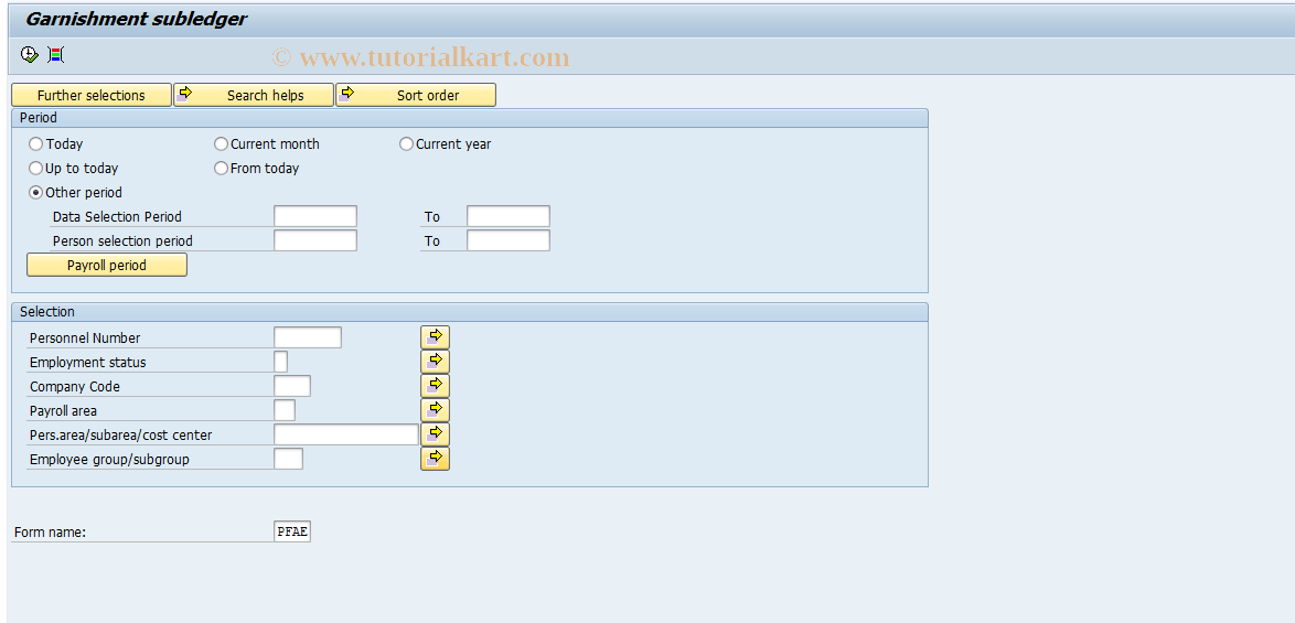 SAP TCode PC00_M21_RPCLETH0 - Garnishment subledger