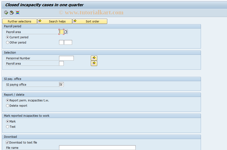 SAP TCode PC00_M21_RPCLKKH0 - Closed incap. t.work cases - quarter