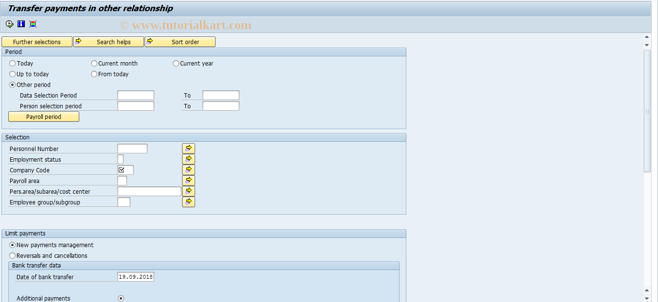 SAP TCode PC00_M21_RPCMBAH0 - Trasfer of payments other entitlem.