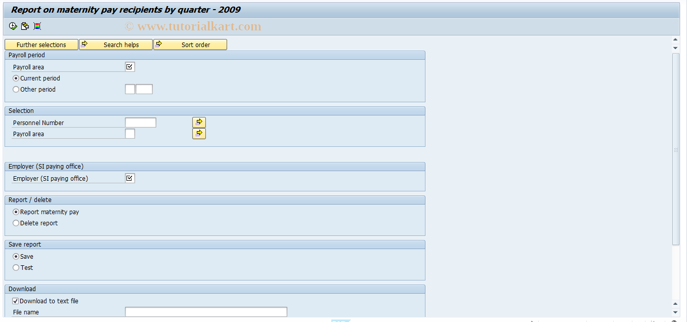 SAP TCode PC00_M21_RPCNETH2 - Quarterly TGYS report 2009