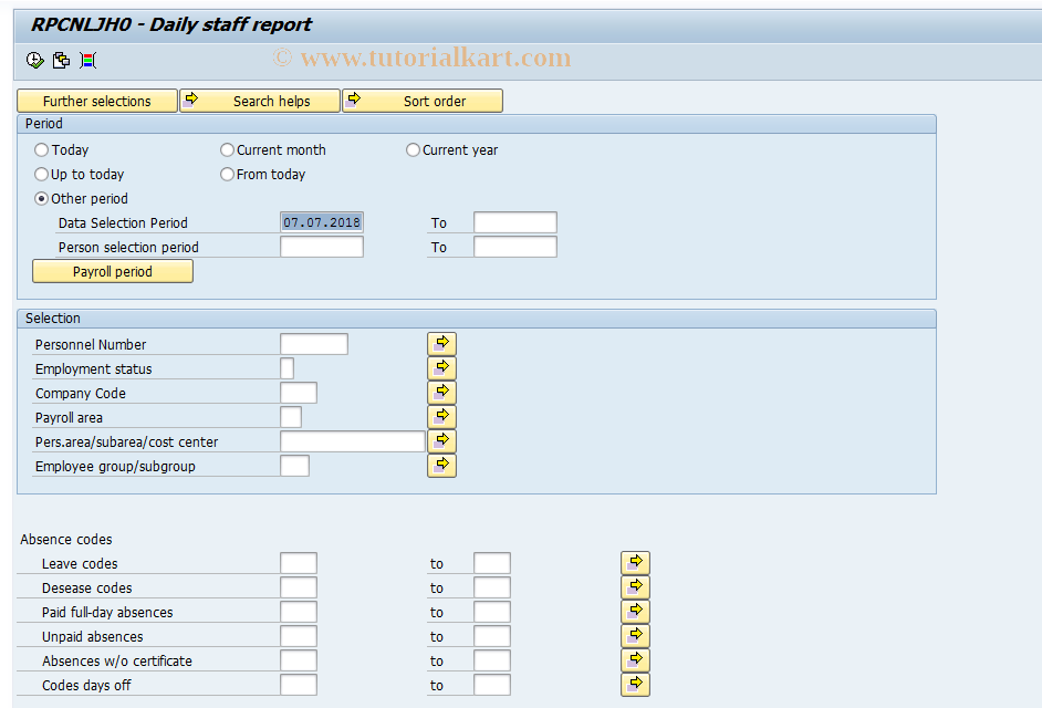SAP TCode PC00_M21_RPCNLJH0 - Daily personnel report