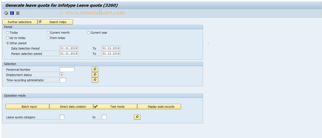 SAP TCode PC00_M21_RPISZGH0 - Generating leave quotas