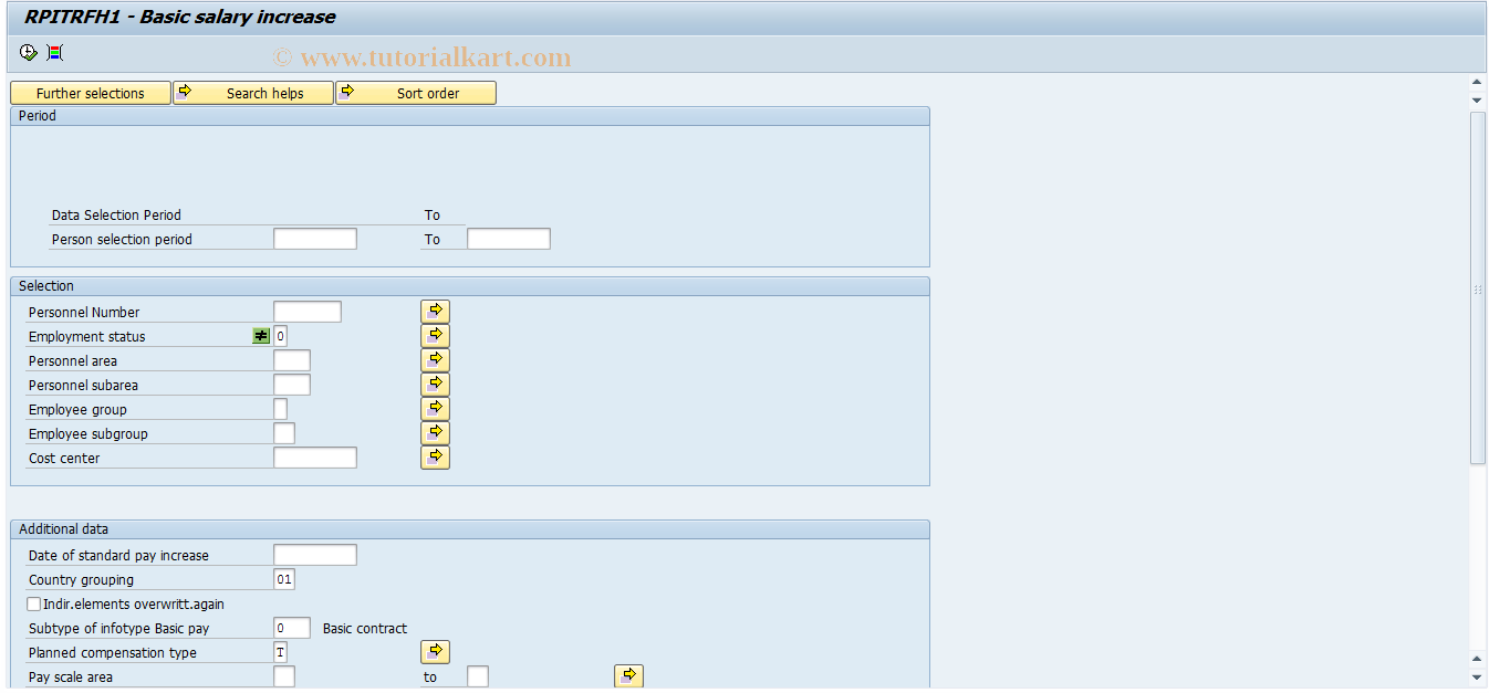 SAP TCode PC00_M21_RPITRFH1 - Standard pay increase