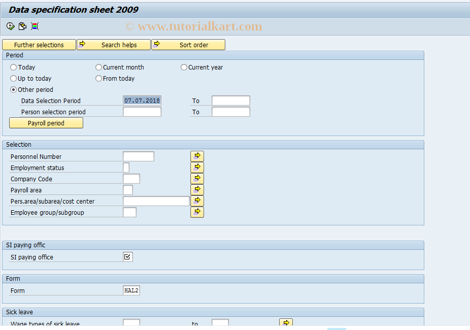 SAP TCode PC00_M21_RPLAMLH3 - DATA SPECIFICATION SHEET 2009