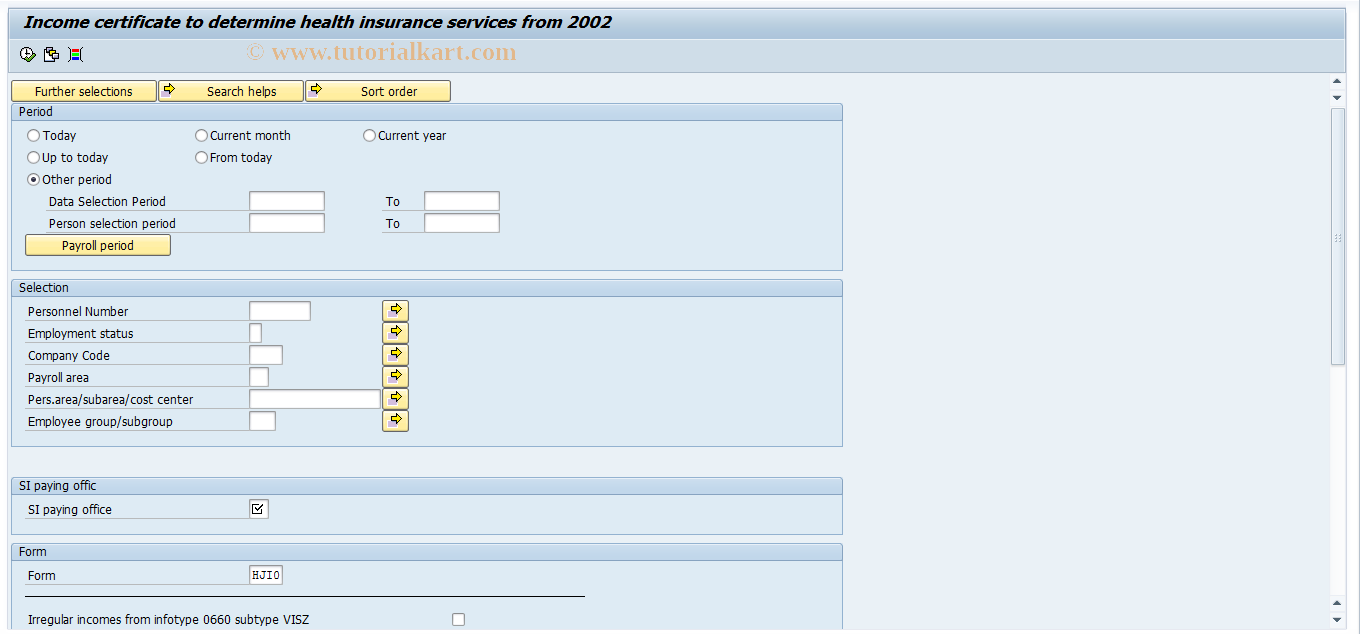 SAP TCode PC00_M21_RPLJIGH0 - Income conf. to determ. health serv.