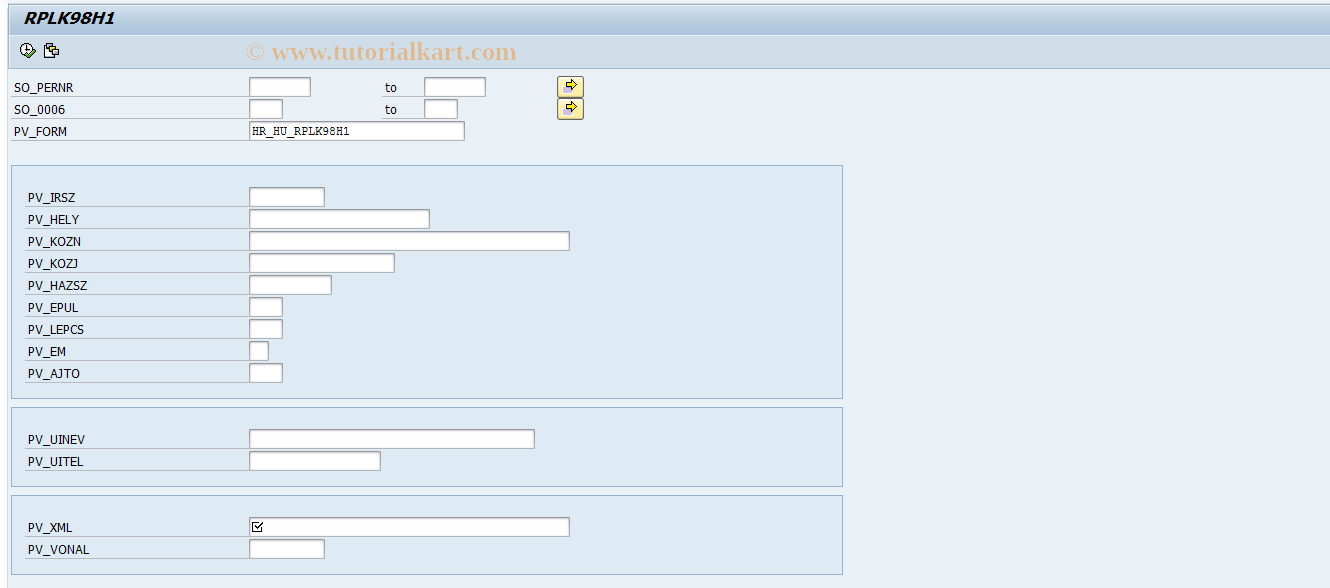 SAP TCode PC00_M21_RPLK98H1 - Sp. tax 98% - table and declaration