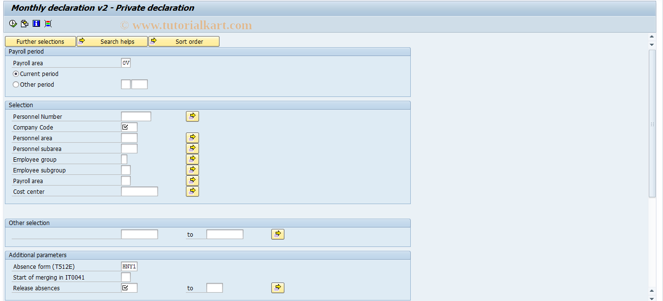 SAP TCode PC00_M21_RPLVADH0 - Monthly Ret.V2 Individual Tax Return