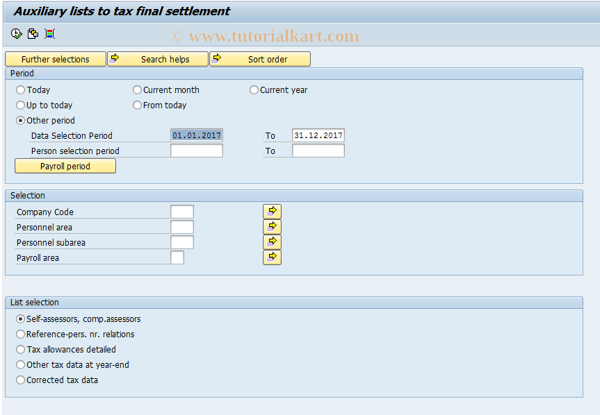 SAP TCode PC00_M21_RPUAITH0 - Aux. list for tax final settlement