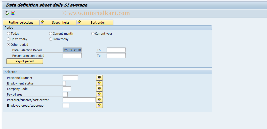 SAP TCode PC00_M21_TBAT - Data defin. sheet daily SI average
