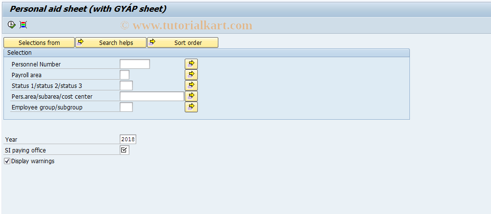 SAP TCode PC00_M21_TEV4 - Personal aid sheet