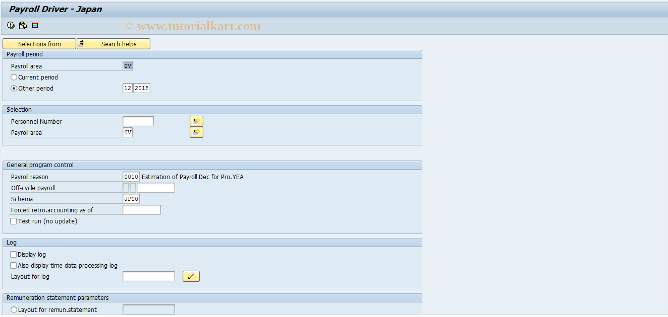 SAP TCode PC00_M22_CALC_ESTDEC - Start estimation of Dec. payroll