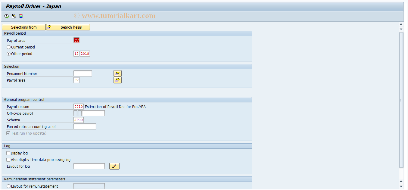 SAP TCode PC00_M22_CALC_ESTDES - Simulate estimation of Dec. payroll