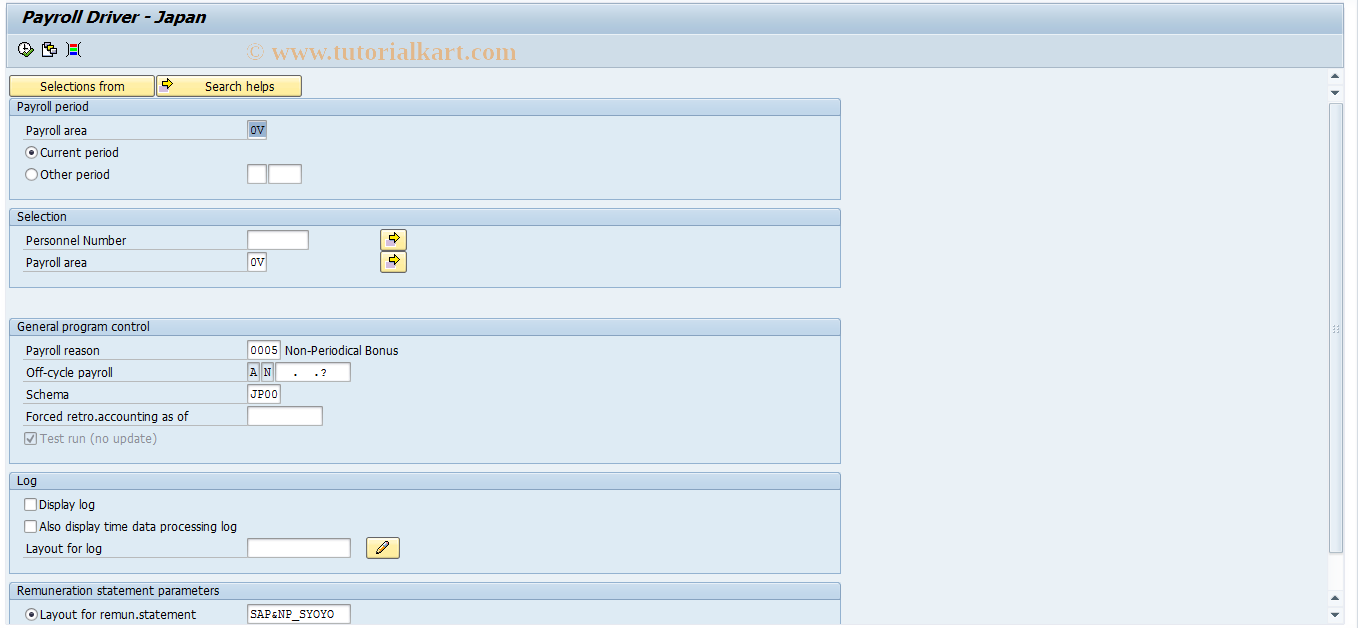 SAP TCode PC00_M22_CALC_NPSY_S - Simulate NP Shoyo payroll