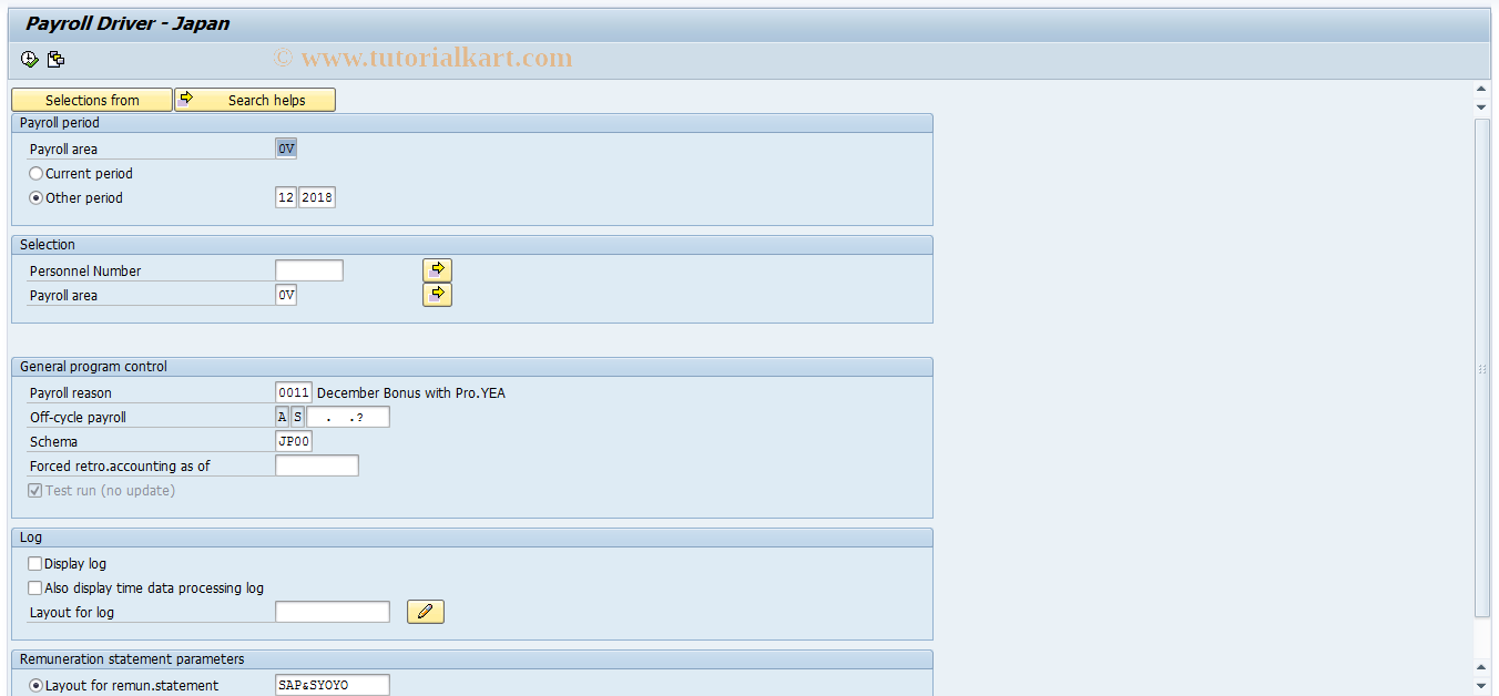 SAP TCode PC00_M22_CALC_PRYEAS - Simulate provisional Y.E.A. with Shoyo