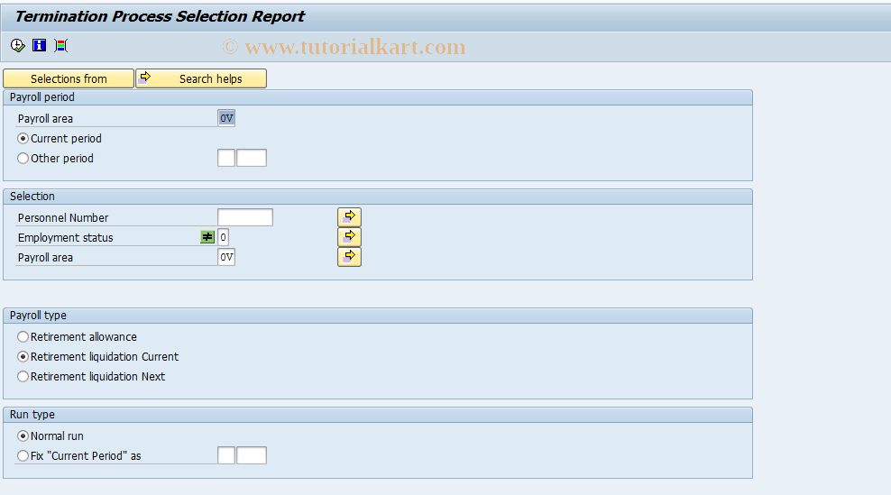 SAP TCode PC00_M22_CALC_RETLC - Start ret. liquid. current period