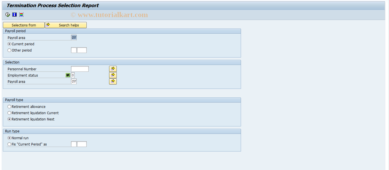 SAP TCode PC00_M22_CALC_RETLN - Start ret. liquid. next period