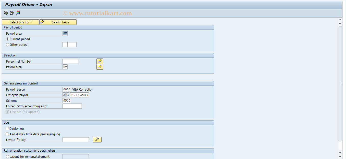 SAP TCode PC00_M22_CALC_REYEAS - Simulate Y.E.A. recalculation