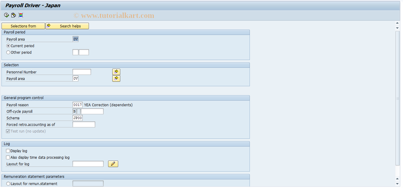 SAP TCode PC00_M22_CALC_YEACDS - Simulate Y.E.A. CoD