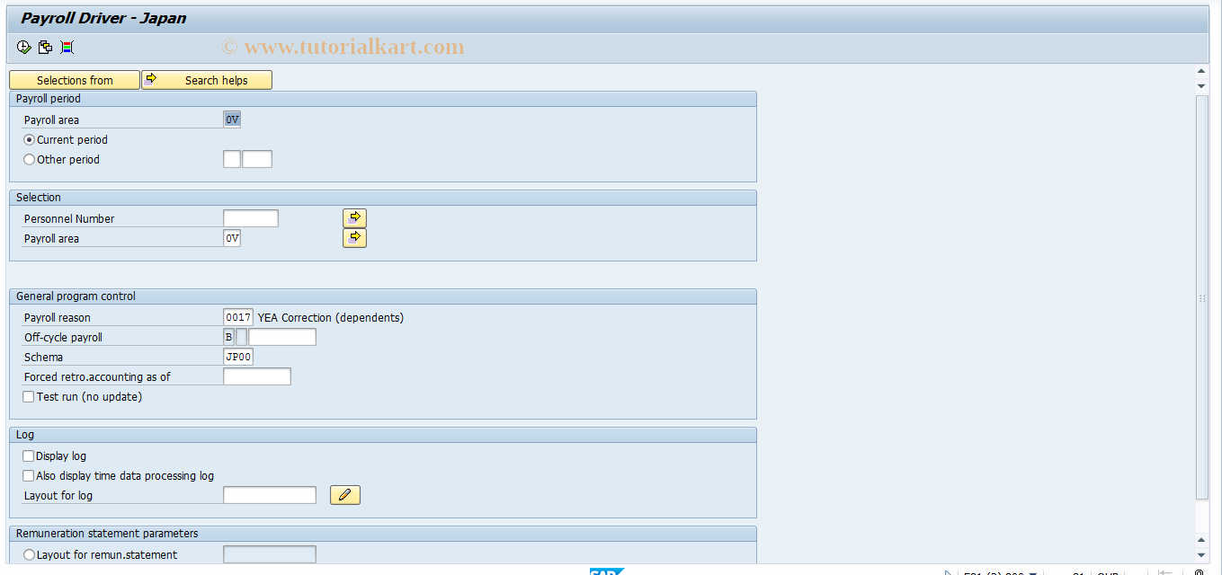 SAP TCode PC00_M22_CALC_YEACOD - Start Y.E.A. Correction of Dependent