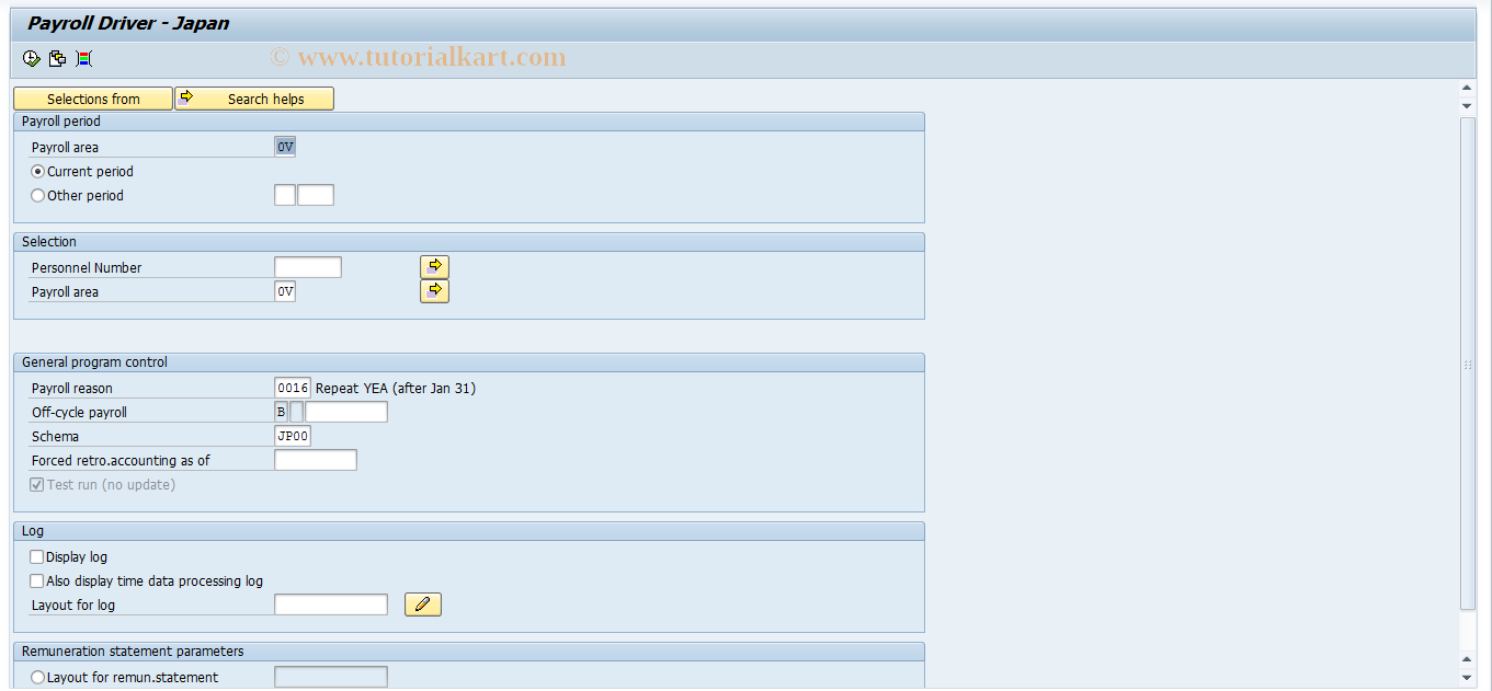 SAP TCode PC00_M22_CALC_YEACRS - Simulate Y.E.A. Correction