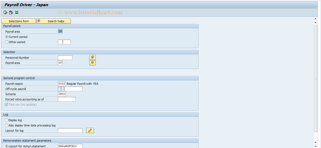 SAP TCode PC00_M22_CALC_YEA_S - Simulate Y.E.A. with monthly payroll