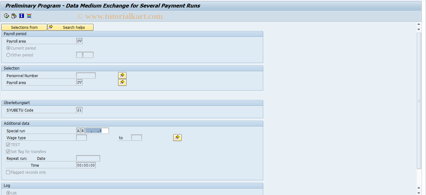 SAP TCode PC00_M22_CDTA_SY - Prepare DME for Shoyo