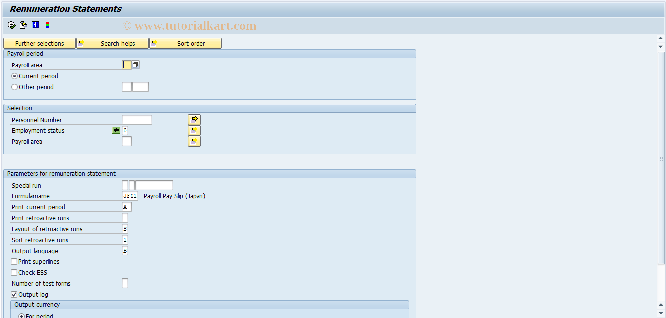 SAP TCode PC00_M22_CEDT - Remuneration statement